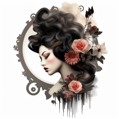 Rosa Moyesli Clipart Card Making, Mixed Media, Craft, black velvet, white background,