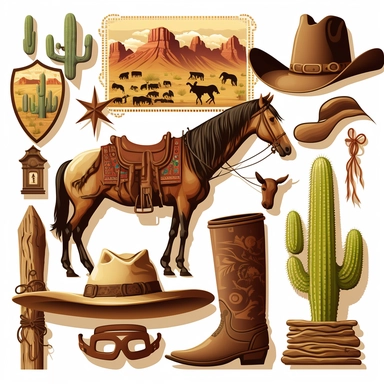 country and western icons stylesheet clipart