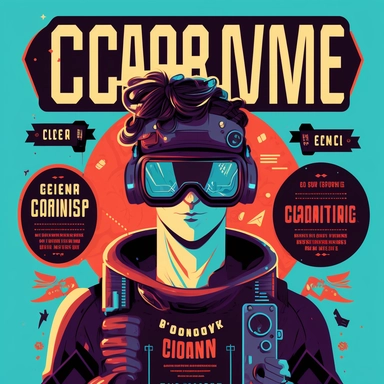 Game Developer, coding bootcamp, workshop, vr headset, gauges, virtual reality, poster, vector, 2d illustration, clipart, few colors