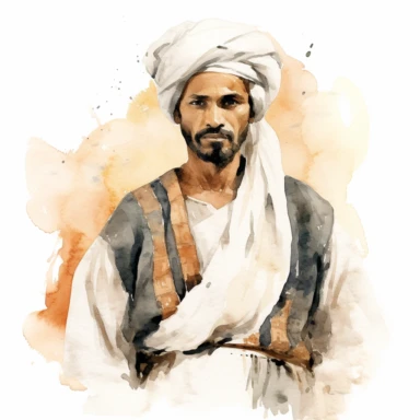 a male in touareg clothes watercolor white background clipart