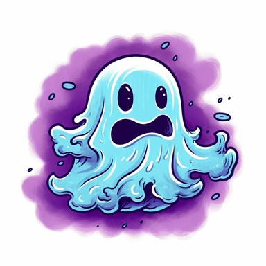 cute halloween ghost, duotone, vivid colors, clipart, whitebackground