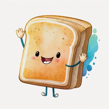 a cute cartoon toast bread. Watercolor painting style. Illustration clipart
