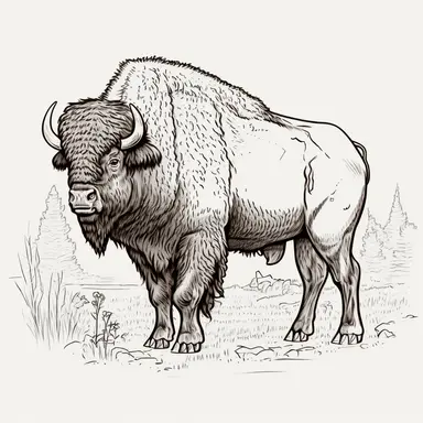 Cartoon bison, clipart, no color, black outline only, no background, no shading –q 0.5 –ar 4:5 –upbeta