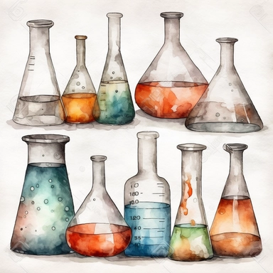 lab beaker, clipart sets. water color, with white background