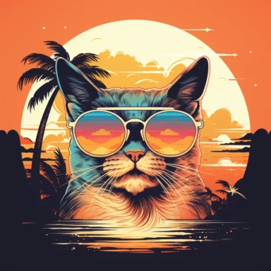 Animal retro vintage summer beach Sun Sand Cool Clipart HD for tshirt designs