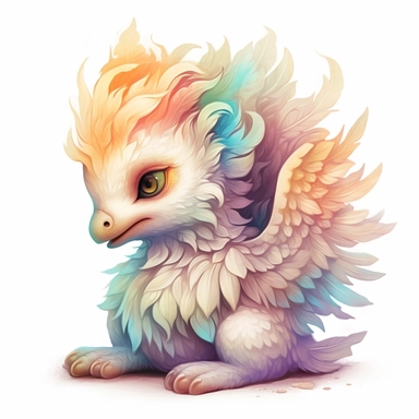 baby griffin, clipart, intense white and deep pastel colors, dnd, watercolor, no background, isolated on a white background, self contained, well defined edges, by amy sol and magali villeneuve and susan bourdet and ross tran, spaced out, glowy, intricate, 8k
