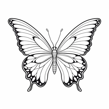 butterfly, b&w lineart, minimalist style, white background, full body, picture, coloring book style on white background, well composed, clean coloring book page, No dither, no gradient, strong outline, No fill, No solids, vector illustration, clipart, simple, cartoon –ar 9:11 –v 5