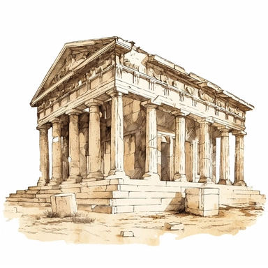 ancient greece structure, vintage style, white background, clipart