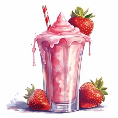 one clipart Strawberry smoothie on a white background, in the style of wlop, southern countryside, collage-oriented, sterling silver highlights, colorful caricature, emotionally-charged brushstrokes, hyper-realistic animal illustrations, no watermark, text, words, paintbrush, 300 DPI, typography, the images do not stick together, no text in the picture