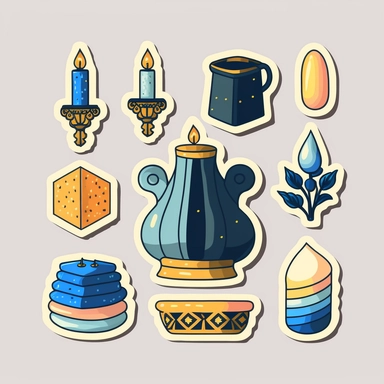 vector sticker design, Hanukkah clipart, white background, flat colors