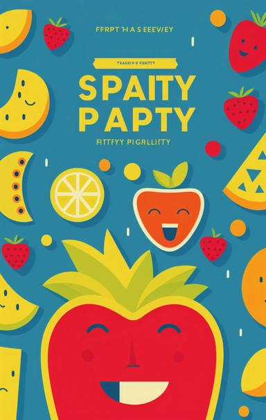 Children's Story Book Cover design for Assorted Fruits, Titled Fruit of the Spirit Activity Pack, flat vector clipart for kids, bright color, Minimalist cartoon style, creative design