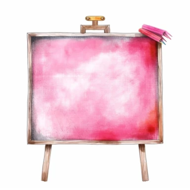 a classroom blackboard with a pink frame on a white background, soft colors, watercolor by Nita Engle, Clipart style, vectorized with white background,