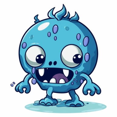 2d blue bubblegum pokemon zombie monster mutant on white background drawing in microsoft paint , no shadow, flat picture, clipart