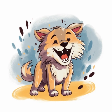 free cute wolf png and clipart, in the style of gouache, punctuated caricature, storybook illustration, joyful chaos, digitally enhanced