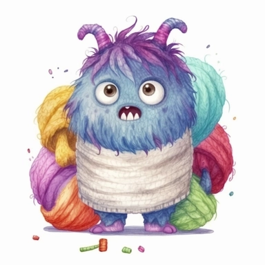 A super-cute monster, knitted painting texture, Perfect for nursery art and children's book illustration style, simple, cute, full color, clipart, watercolor illustration, single object, high definition 8k, white background for removing background