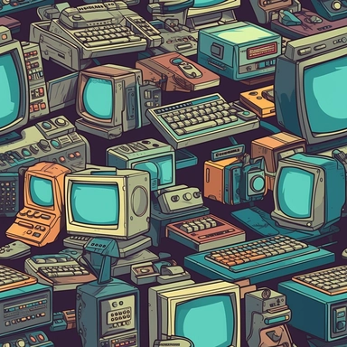 clipart of computers, monitors, cartoon style