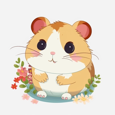 kawaii cute, hamster, clipart, sticker, colorful, no background, hd