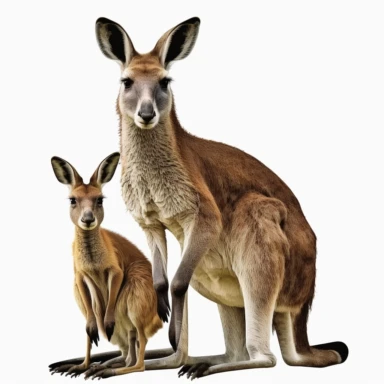 kangaroo with Joey, white background, clip art