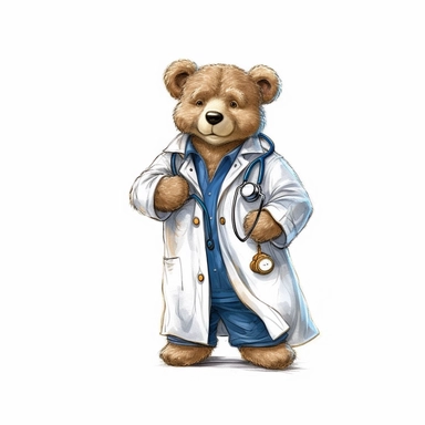 bear doctor, white back ground, clip art