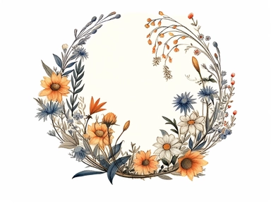vintage pressed flowers, in a crescent moon shape, for a T-shirt graphic, minimalist, white background with margins, clipart style