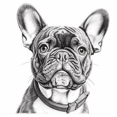 french bulldog clipart no background, white, black, coloring book, sketchbook, realistic sketch, free lines, on paper, character sheet
