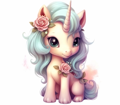 Pastel Beautiful Fairy Baby Unicorn Clipart ,Cartoon,hyper realistic, intricate detail, illustration style,high solution,on the white background , 32k resolution, ultra high definition