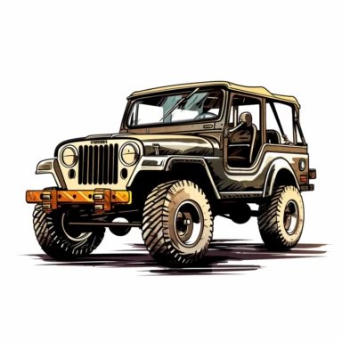 black jeep wrangler cj illustration clipart, white background