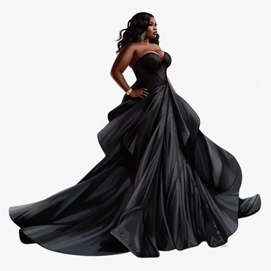 one same girl, fat Luxury Fashion girl with in a black gown, Black woman png, full body, Fashion clipart girl, Boss lady clipart, full body, stylish, beautiful black woman, girl boss, clip art,highly detailed, clip art, watercolor art, high definition, white background, transparent background, art