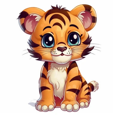 Clipart of a cute baby tiger, full body
