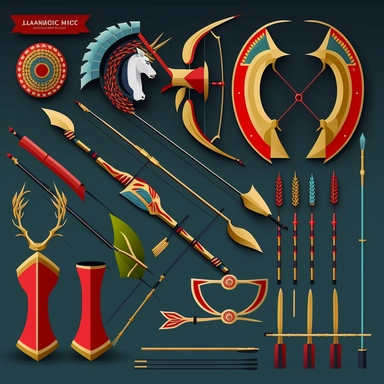 Olympic archery equipment clipart set