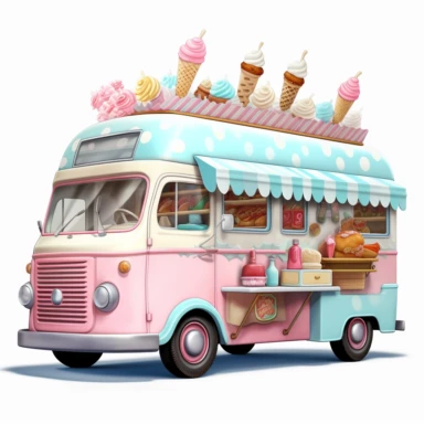 ultra detailed loaded ice cream van clipart 8K