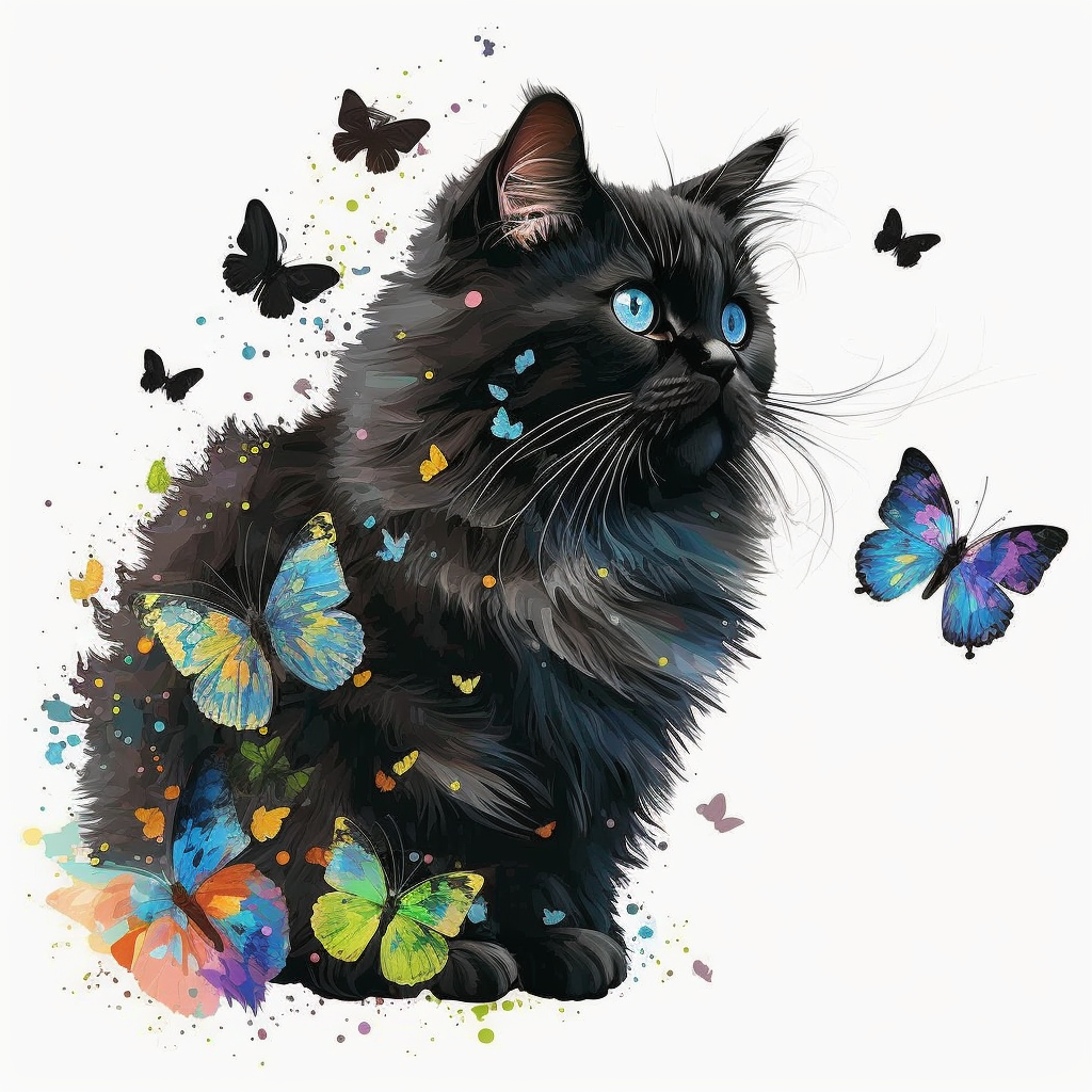 cat butterfly cliparts