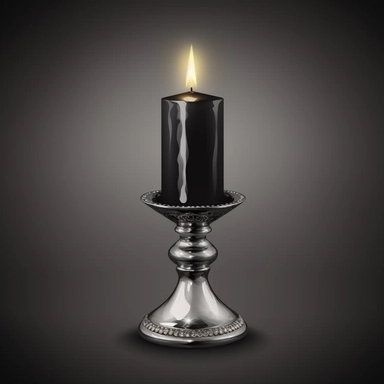 Vector realistic clip art black candle on silver candlestick