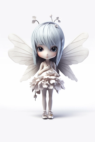 kawaii single emo fairy clipart, white background, constrained, digital-art, Natural light, CryEngine, Normal perspective, DSLR camera, Animated scene