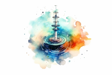Watercolor, Design a low-luminosity radio galaxy, emitting weak radio waves from an active galactic nucleus clipart, hd, on a white background, spaced out