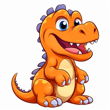 kids dinosaur orange t rex clipart cartoon white background