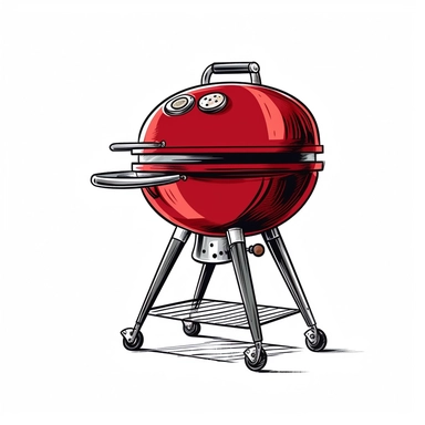 minimalist handrawn red barbecue illustration elegant clipart on white background