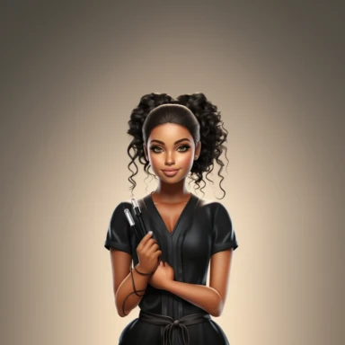 bratz doll clipart of an aesthetics practitioner in black nurse scrub clothing, holding a syringe