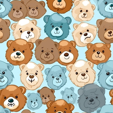 seamless pattern of teddy bear heads, clipart