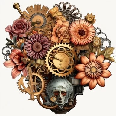 Immerse yourself in the whimsical world of steampunk and create a collection of vibrant and attention-grabbing steampunk floral arrangements clipart. Utilize a mixed media approach, combining traditional and digital techniques to achieve a unique and visually striking result. Incorporate steampunk elements such as gears, cogs, and vintage machinery, seamlessly blending them with the organic beauty of flowers and foliage. Draw inspiration from artists like Gustave Doré and H.R. Giger, infusing th