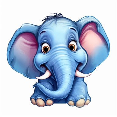 Silly elephant face with a trunk raised in a playful gesture clipart