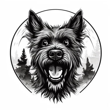 Australian Jungle Terrier mascot , vintage, detailed, logo, clean, solid color, black and white color, clip art style, vector style, white background, i can't believe how cool this is