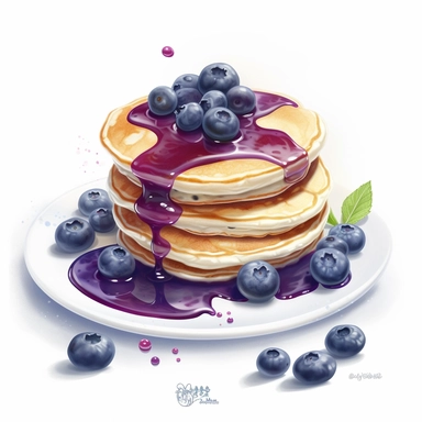 isometric illumination of ultra realistic blueberry pancakes, spaced out, sublimation clipart, watercolors and pencil style, isolated on white, ultra-detailed, high quality, ghibli style, award winning, soft realism, chiaroscuro, firecore, massurrealism, cute cartoonish designs, iconic, white background (relaxed, stealth)