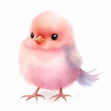 watercolor clipart of a cute happy soft pinkg baby bird, white background
