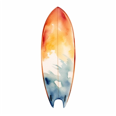 a minimal watercolor clipart of a surging board, white background
