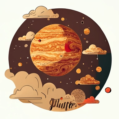Jupiter, la plus grande planète du système solaire. une grande tache rouge sur Jupiter. With clouds and stars and other little planets, on a solar system drawing, cartoon, clipart style, vector style, comic.[https://cdn.discordapp.com/attachments/1015234000589168650/1100769514926379118/IMG_1395.png](https://cdn.discordapp.com/attachments/1015234000589168650/1100769514926379118/IMG_1395.png)