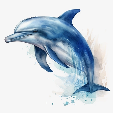 dolphin watercolor happy clipart, blue whale clipart , original hand drawing, style of the artwork, mood of the artwork, white background, 8K quality, ultra detailed , clipart, white background, High Quality, ultra detailed
