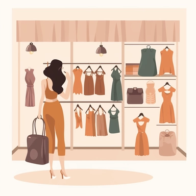 woman at boutique clipart