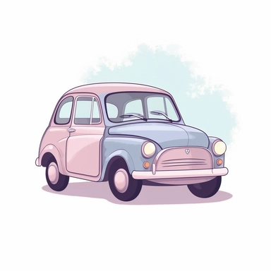 car, drawing, clipart style, flat style, cute style, pastel colors, isolated on white