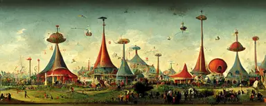 sharpen A fascinating amusement park, Clipart, by Hieronymus Bosch, Outrun